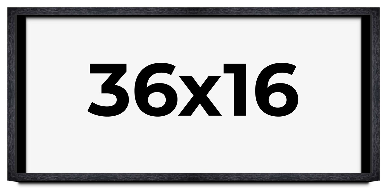 36x16 Shadow Box 1" Depth Black Picture Frame - UV Acrylic, Backing, Hanging Hardware